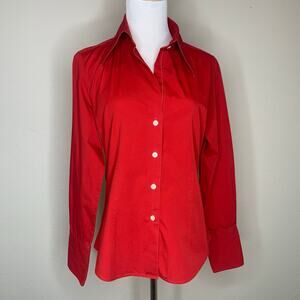 Tommy Hilfiger Red Button Up Shirt Sz 10 Stretch Cotton